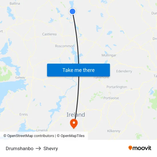 Drumshanbo to Shevry map