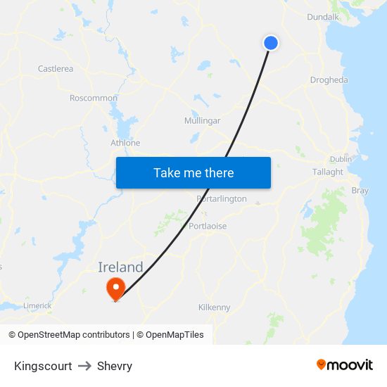 Kingscourt to Shevry map