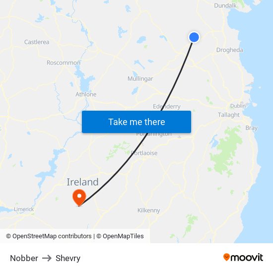 Nobber to Shevry map