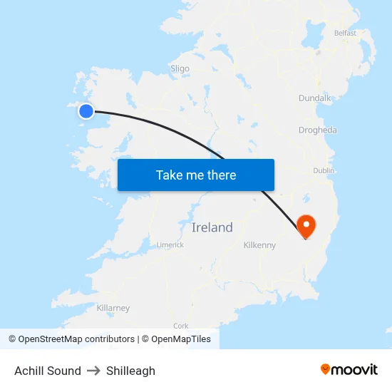 Achill Sound to Shilleagh map