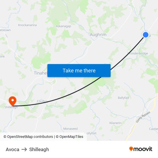 Avoca to Shilleagh map