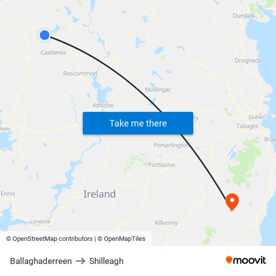 Ballaghaderreen to Shilleagh map