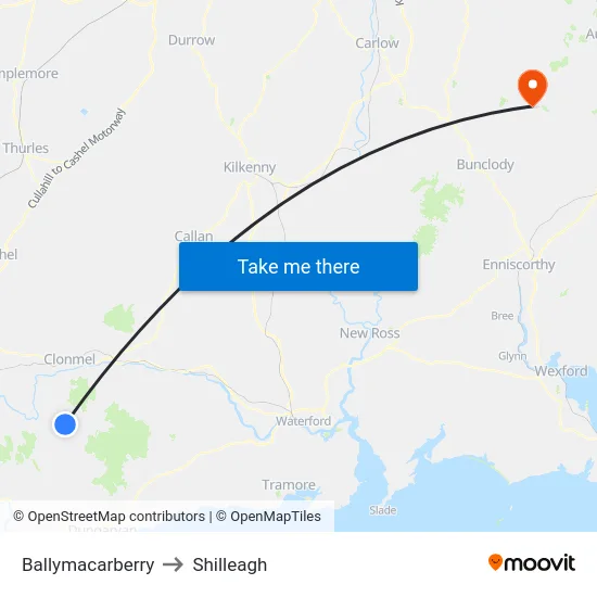 Ballymacarberry to Shilleagh map