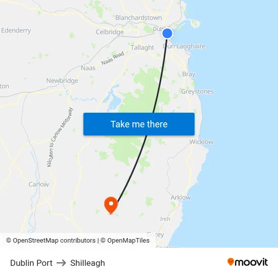 Dublin Port to Shilleagh map