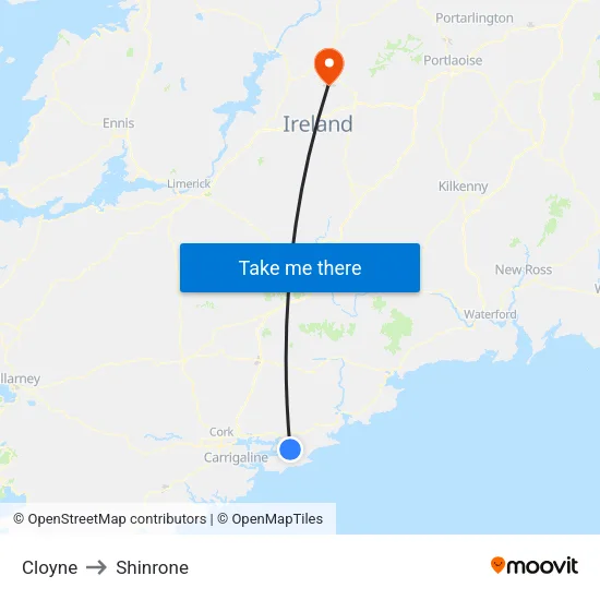 Cloyne to Shinrone map