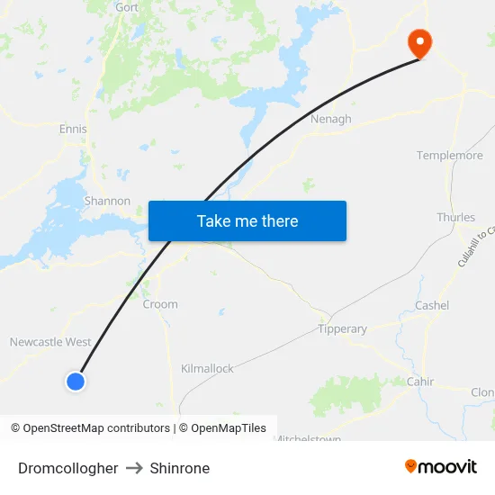 Dromcollogher to Shinrone map