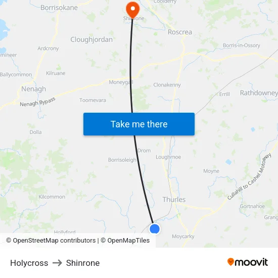 Holycross to Shinrone map
