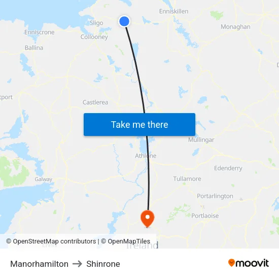 Manorhamilton to Shinrone map