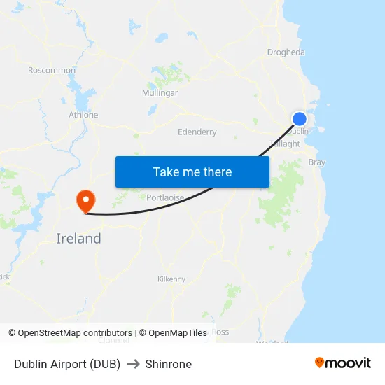 Dublin Airport (DUB) to Shinrone map