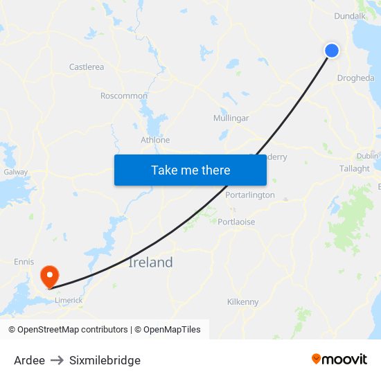 Ardee to Sixmilebridge map