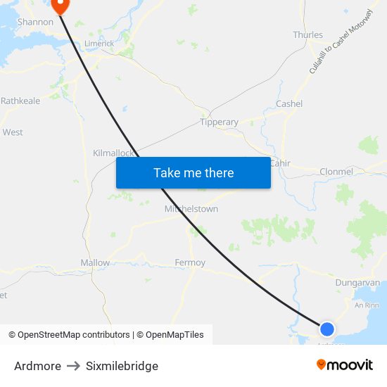 Ardmore to Sixmilebridge map
