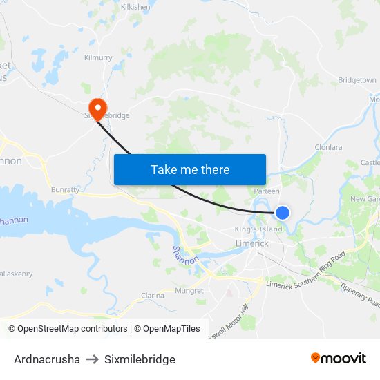 Ardnacrusha to Sixmilebridge map