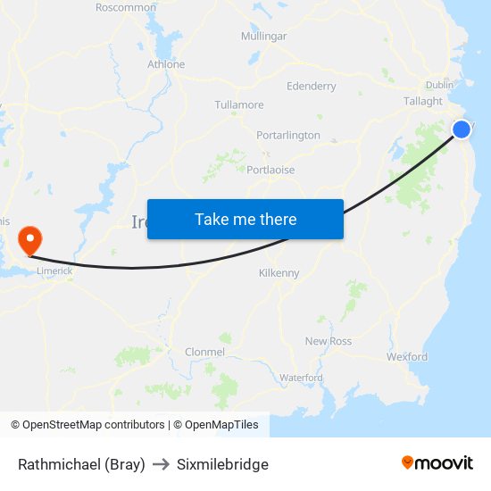 Rathmichael (Bray) to Sixmilebridge map
