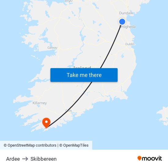 Ardee to Skibbereen map