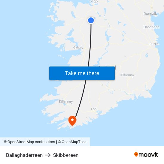 Ballaghaderreen to Skibbereen map