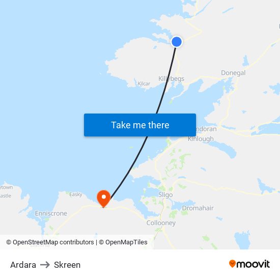 Ardara to Skreen map