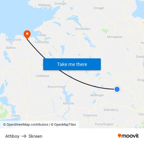 Athboy to Skreen map