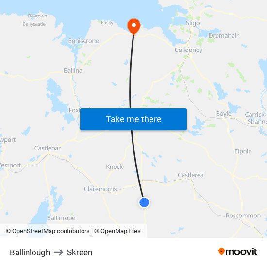 Ballinlough to Skreen map