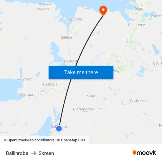 Ballinrobe to Skreen map