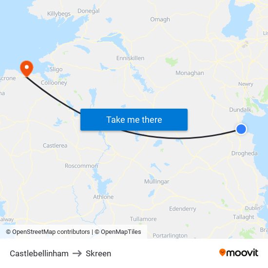 Castlebellinham to Skreen map