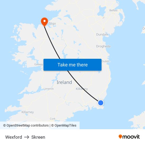 Wexford to Skreen map