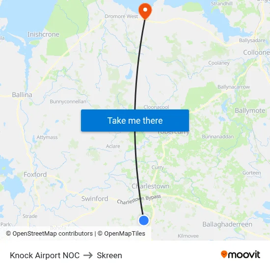 Knock Airport NOC to Skreen map