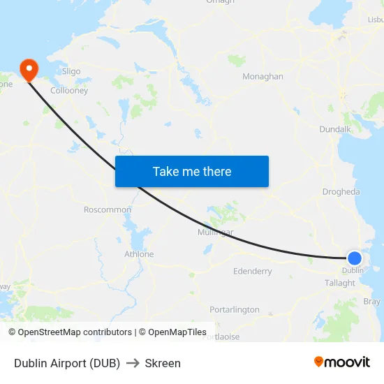 Dublin Airport (DUB) to Skreen map