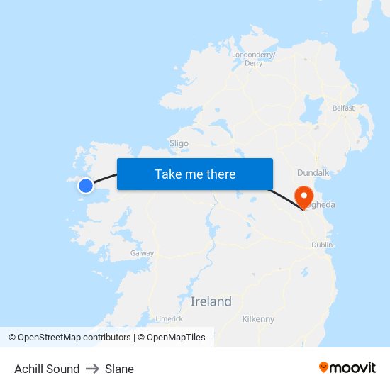 Achill Sound to Slane map