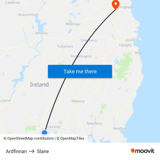 Ardfinnan to Slane map