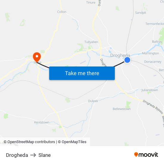 Drogheda to Slane map