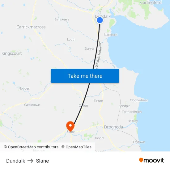 Dundalk to Slane map