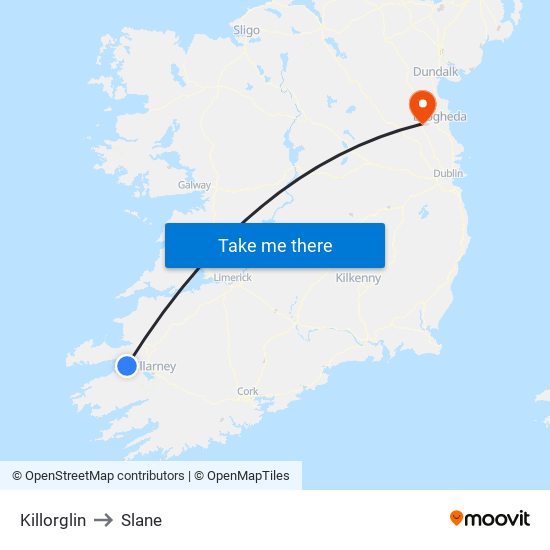 Killorglin to Slane map