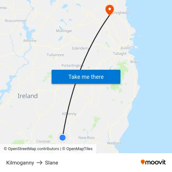 Kilmoganny to Slane map