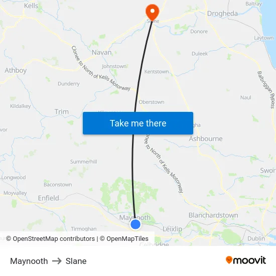 Maynooth to Slane map