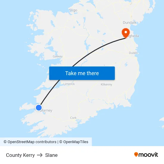 County Kerry to Slane map
