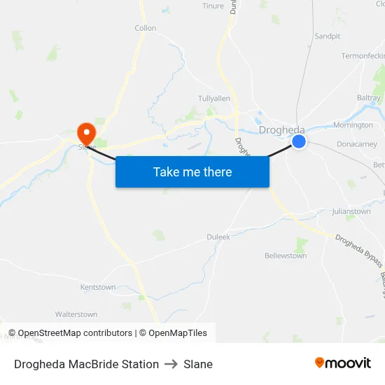 Drogheda MacBride Station to Slane map