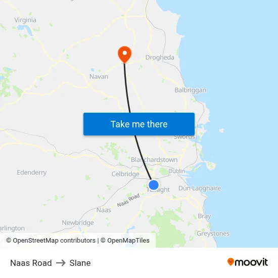 Naas Road to Slane map