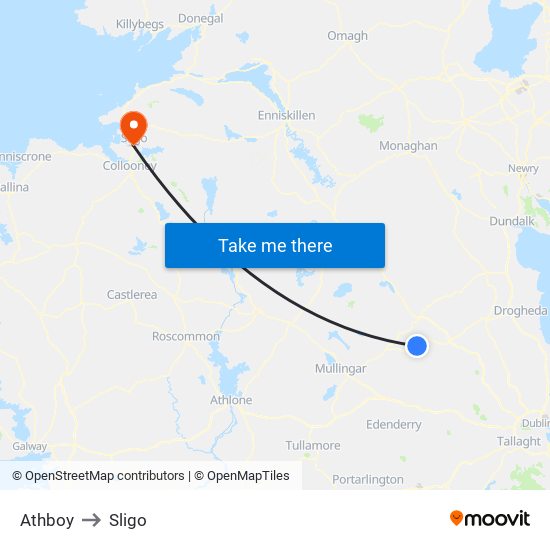 Athboy to Sligo map