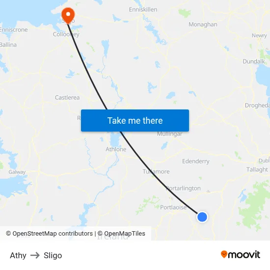 Athy to Sligo map