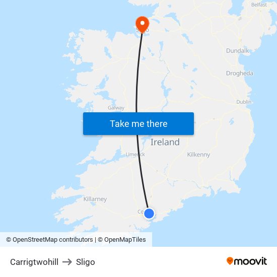 Carrigtwohill to Sligo map