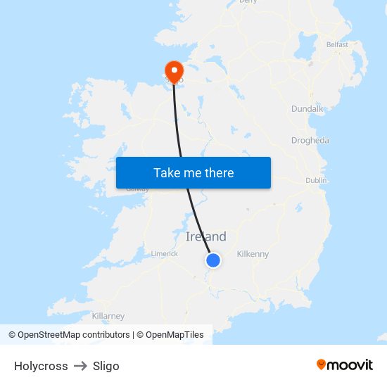 Holycross to Sligo map