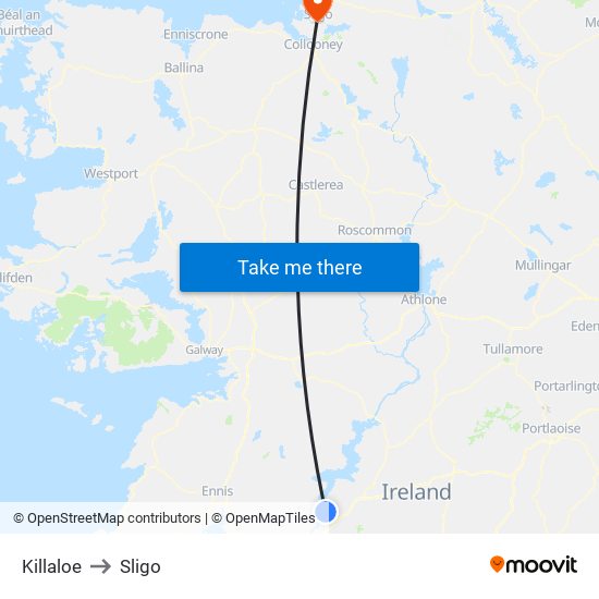 Killaloe to Sligo map