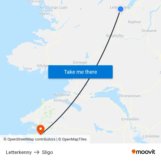 Letterkenny to Sligo map