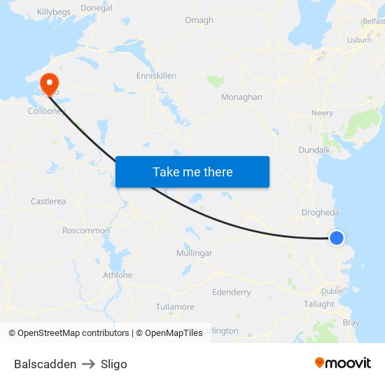 Balscadden to Sligo map