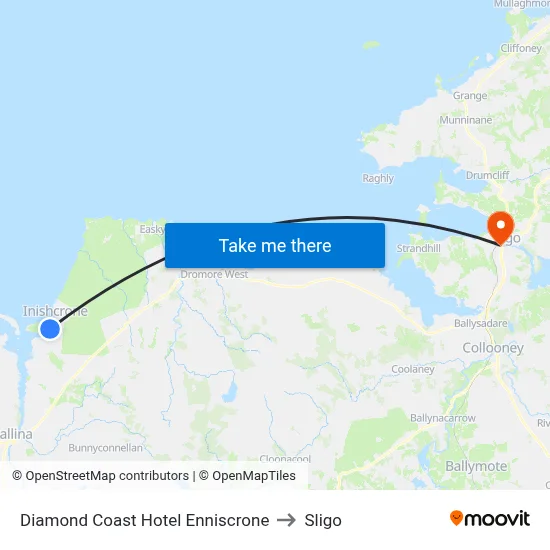 Diamond Coast Hotel Enniscrone to Sligo map