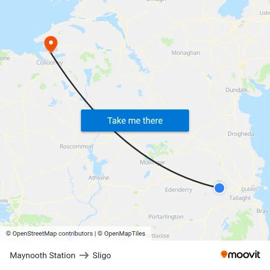Maynooth Station to Sligo map