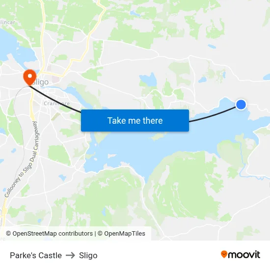 Parke's Castle to Sligo map