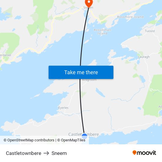 Castletownbere to Sneem map