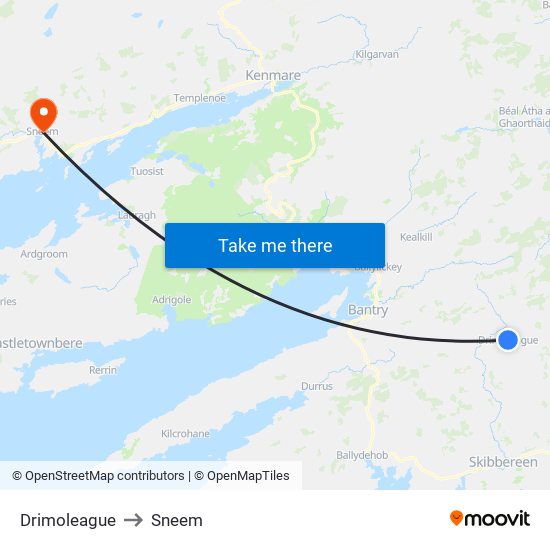 Drimoleague to Sneem map