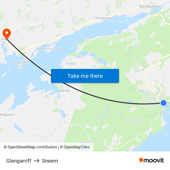 Glengarriff to Sneem map